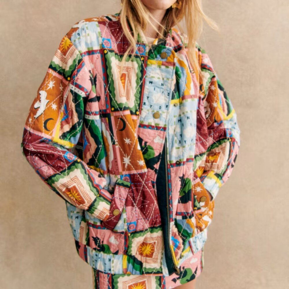 Richie Jacket - Sézane x Pangea,  Patchwork All Over Print, Size 34 / US 2